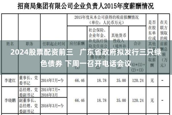 2024股票配资前三   广东省政府拟发行三只绿色债券 下周一召开电话会议