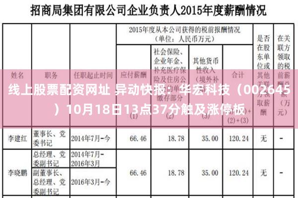 线上股票配资网址 异动快报：华宏科技（002645）10月18日13点37分触及涨停板